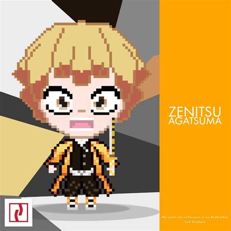 Pixel Art Design Of Zenitsu Agatsuma A Demon Jl