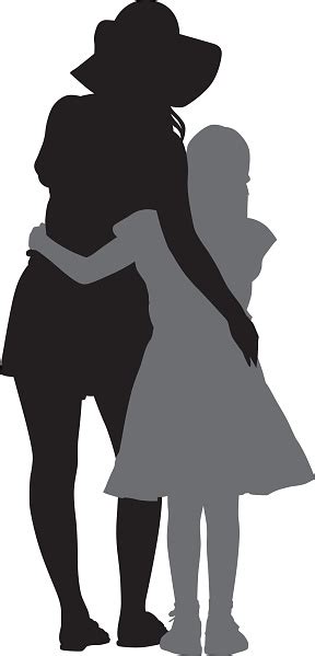 Mother Hugging Daughter Silhouette Stock Illustration Download Image
