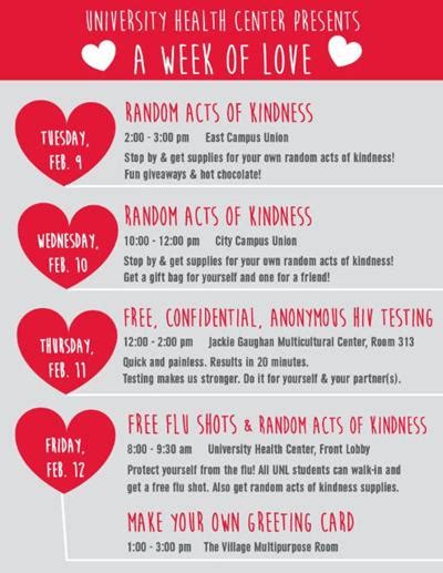 Unl Health Centers Week Of Love Attempts To Spread Random Acts Of