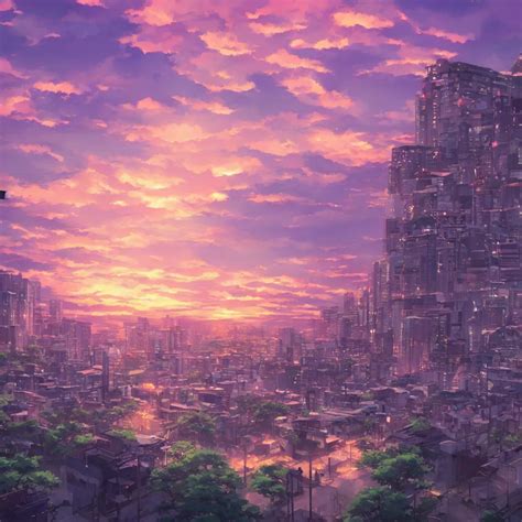 Beautiful Anime Sunset Cityscape Makoto Shinkai Stable Diffusion