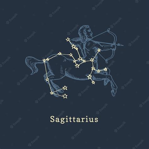 Premium Vector Zodiac Constellation Of Sagittarius In Engraving Style