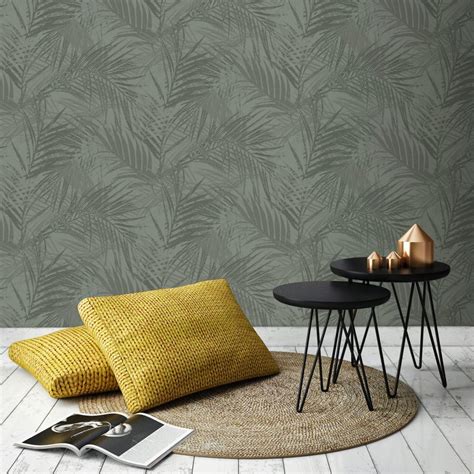 Groen Behang Met Natuurlijke Prints Basalt Interior