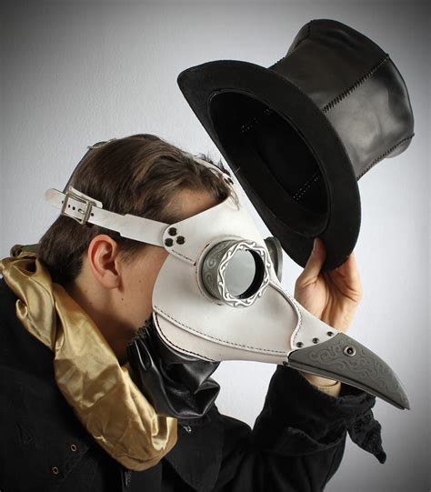 Ichabod Steampunk Plague Doctor Mask In White