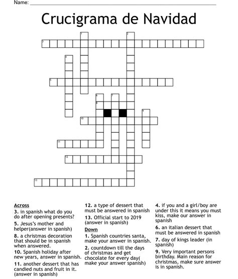 Crucigrama De Navidad Crossword Wordmint