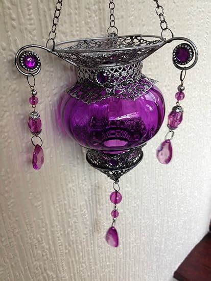 Fusion Moroccan Hanging Glass Tea Light Holder Indoor Outdoor Lantern
