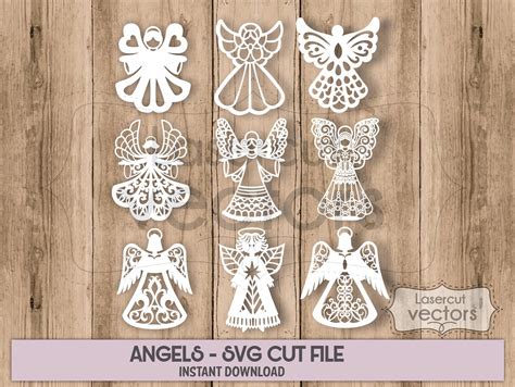 Cricut Silhouette Angel Template Vectorlaser Cut Angels Svg Cut File