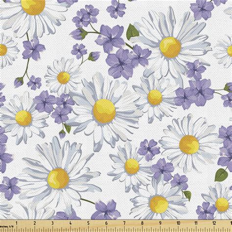 Floral Fabric By The Yard Blossoming Chamomile Wild Flower Summer