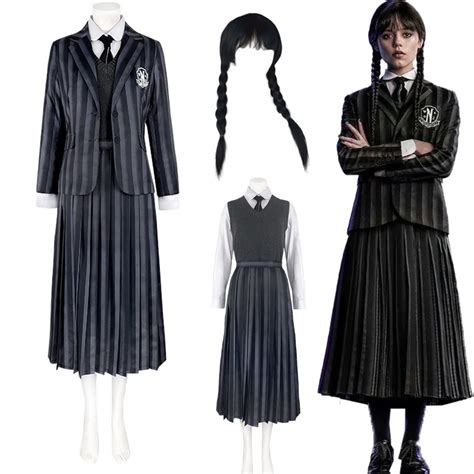 Wednesday Addams Cosplay Costume Schoolgirl Nevermore College School