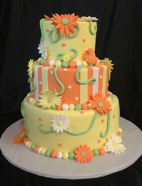 Orange And Yellow Birthday Cake Cake Decorating Cake Yellow