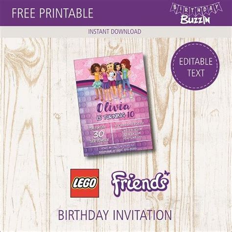Free Printable Lego Friends Birthday Invitations