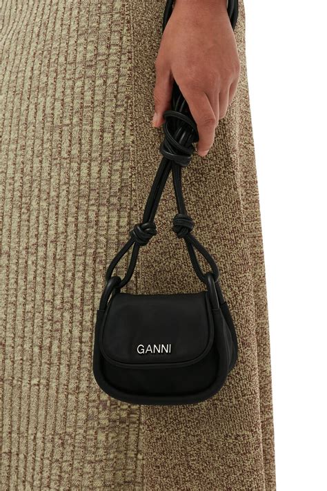 Black Knot Mini Flap Over Bag Ganni Ae