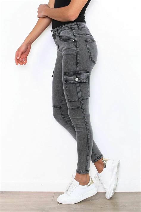 women s cargo skinny stretch jeans trousers 3 colours uk sizes 6 8 10 12 14 ebay