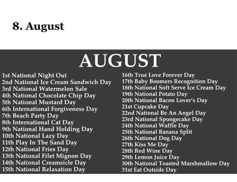 Weird And Fun Holidays For August What Holiday Does Your Birthday Fall