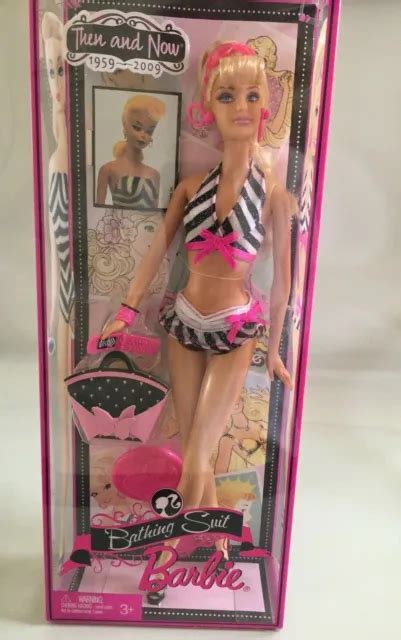 BARBIE 50TH ANNIVERSARY Then And Now Striped Bathing Suit Mint In Box