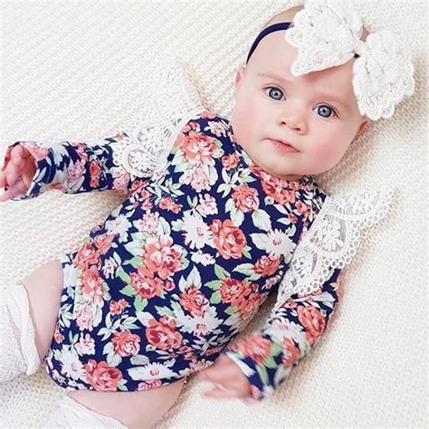 0 24m Newborn Toddler Kids Baby Body Girls Flower Lace Bodysuit