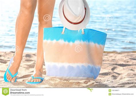 Young Woman Standing On Sand Near Sea Stock Image Image Of Pacific