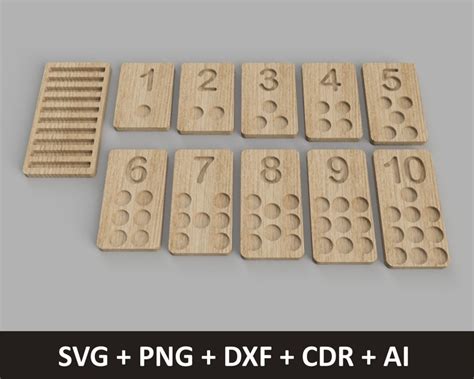 Montessori Counting Trays Boards Svg Dxf Digital Files Etsy
