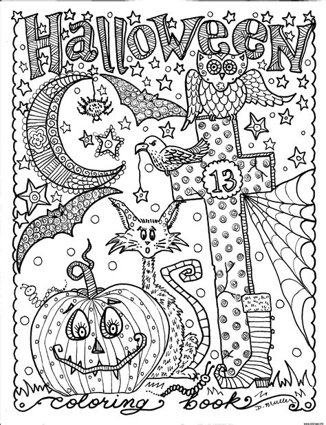 Coloriage Halloween Adulte Citrouille Chat Hibou Jecolorie Com