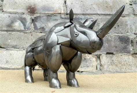 Metal Sculpture Rhinoceros Welded Rhino Metal Rhino Etsy