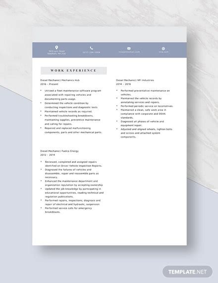 8 diesel mechanic resume template ideas. FREE Designer Resume/CV Template - Word (DOC) | PSD | InDesign