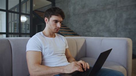 Portrait Of Young Man Working Laptop Stock Footage Sbv 337927519