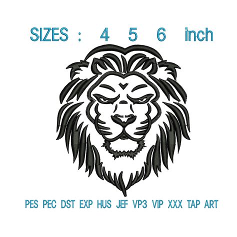 Lion Embroidery Machine Lion Head Embroidery Design Etsy
