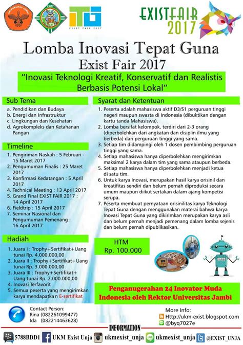 Lomba Inovasi Tepat Guna Nasional Exist Fair 2017 UKM Riset Dan