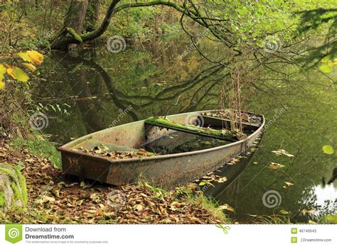 Abandoned Boat On The Forest Pond Stock Image Image Of Mirroring