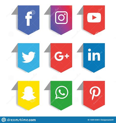 Social Media Icons Set Logo Vector Illustrator Editorial Stock Photo