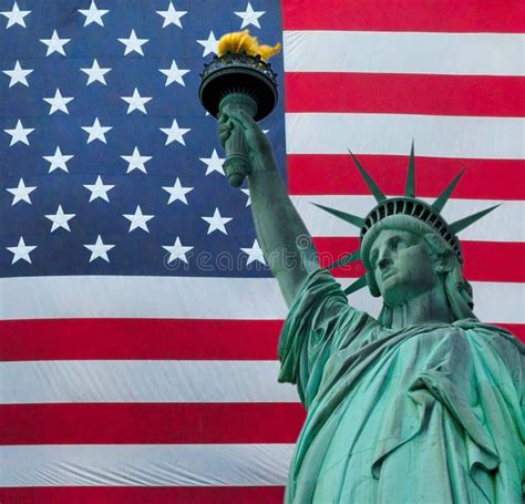 The Statue Of Liberty Over The United States Of America Stock Photo