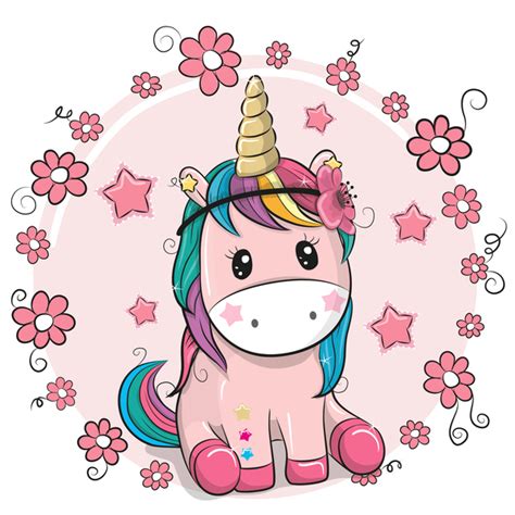 Cartoon Cute Unicorns Vectors Design 04 Free Download