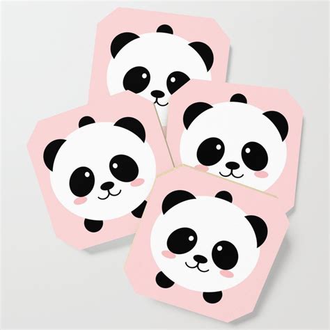 Lovely Kawai Panda Bear Coaster By Eugeniaart Society6