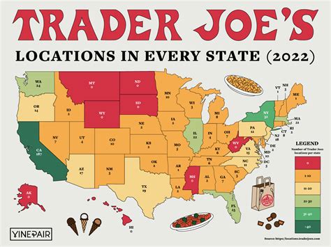 The Number Of Trader Joes Locations In Each State Map Vinepair