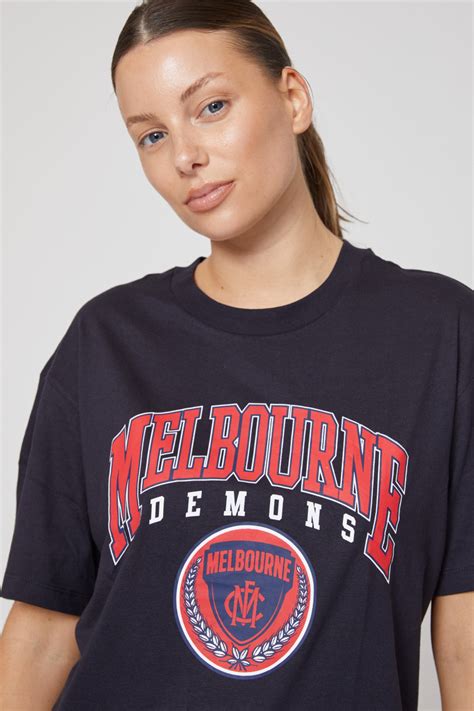 Melbourne Demons Cotton On Adult Blue Tee Melbourne Football Club