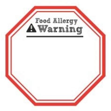 Food Allergy Warning Sticker Allergies First Aid Montreal Safety