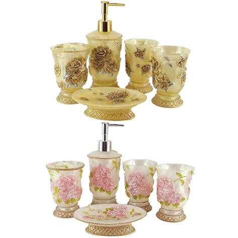 Buy Elegant Floral Bathroom Set Pinkgold Diy Carving