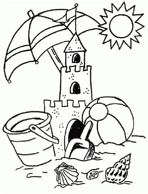Free Beach Coloring Pages For Kindergarten