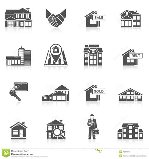 Real Estate Icon Set Stock Vector Illustration Of Home 48888960