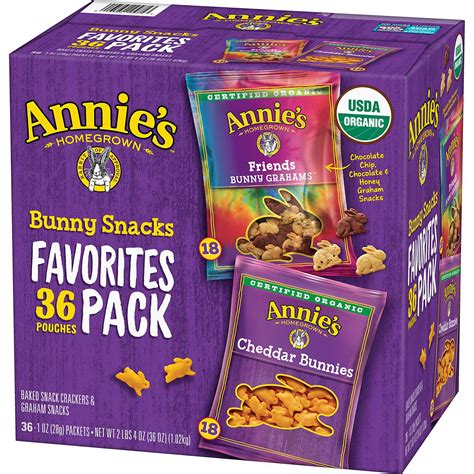 Annies Organic Bunny Snacks Variety Pack 1 Oz 36 Ct