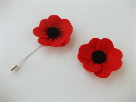 Red Poppy Flower Lapel Pin Mens Boutonniere Felt Lapel Etsy