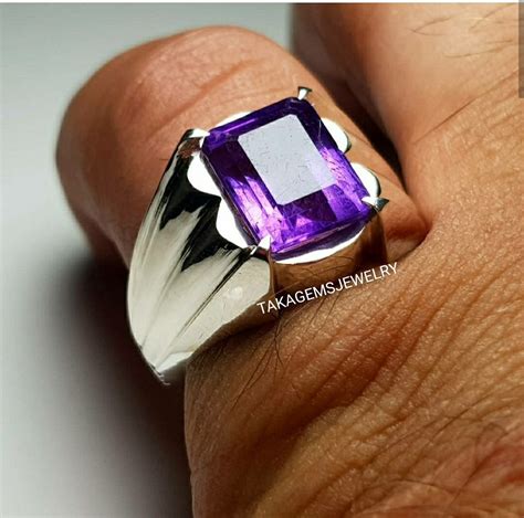 Natural Amethyst Mens Ring In 925 Sterling Silver Aaa Etsy