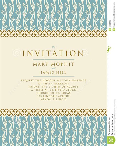 Invitation With A Rich Background In Renaissance Style Template Stock