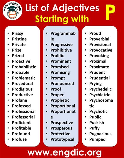 Adjectives That Start With P Pdf List Of Adjectives Starting With P