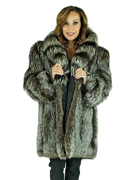 silver fox 3 4 fur coat women s fur coat large estate furs
