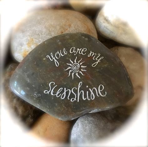Inspirational Rock Engraved Word Rocks You Are My Sunshine Etsy