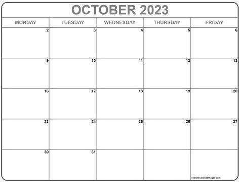 October 2023 Calendar Free Printable Calendar Download Printable
