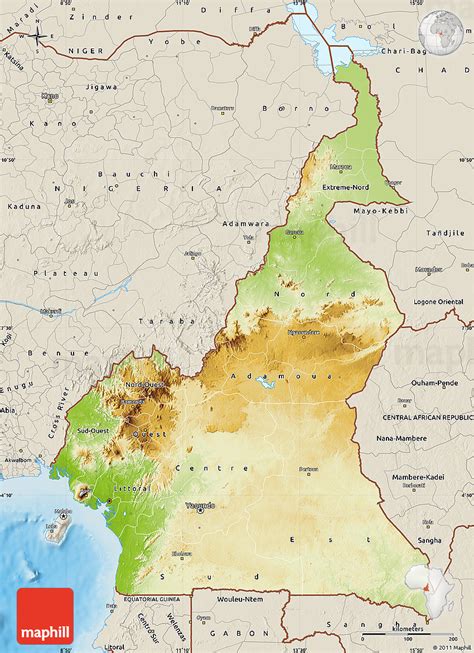 Physical Map Of Cameroon Shaded Relief Outside