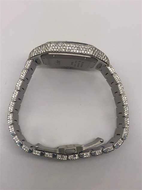 Cartier Santos Custom Iced Out Vvs Emerald Cut Diamond Roman Numeral