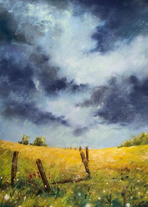 A Stormy Sky Pastels 9x12 Sky Art Painting Watercolor Sky Sky Painting