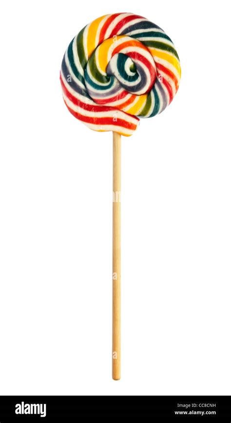 Tasty Colorful Candies On A Stick Isolated On White Background Stock
